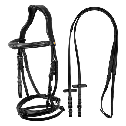 Cabecera de cuero suave cosido Equestro - Negro