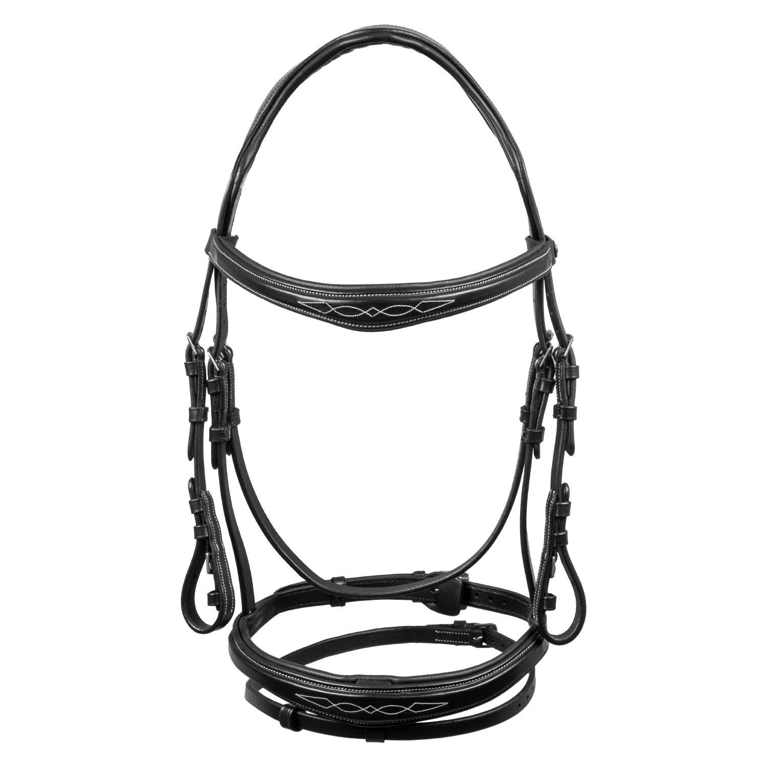 Cabecera de cuero suave cosido Equestro - Negro