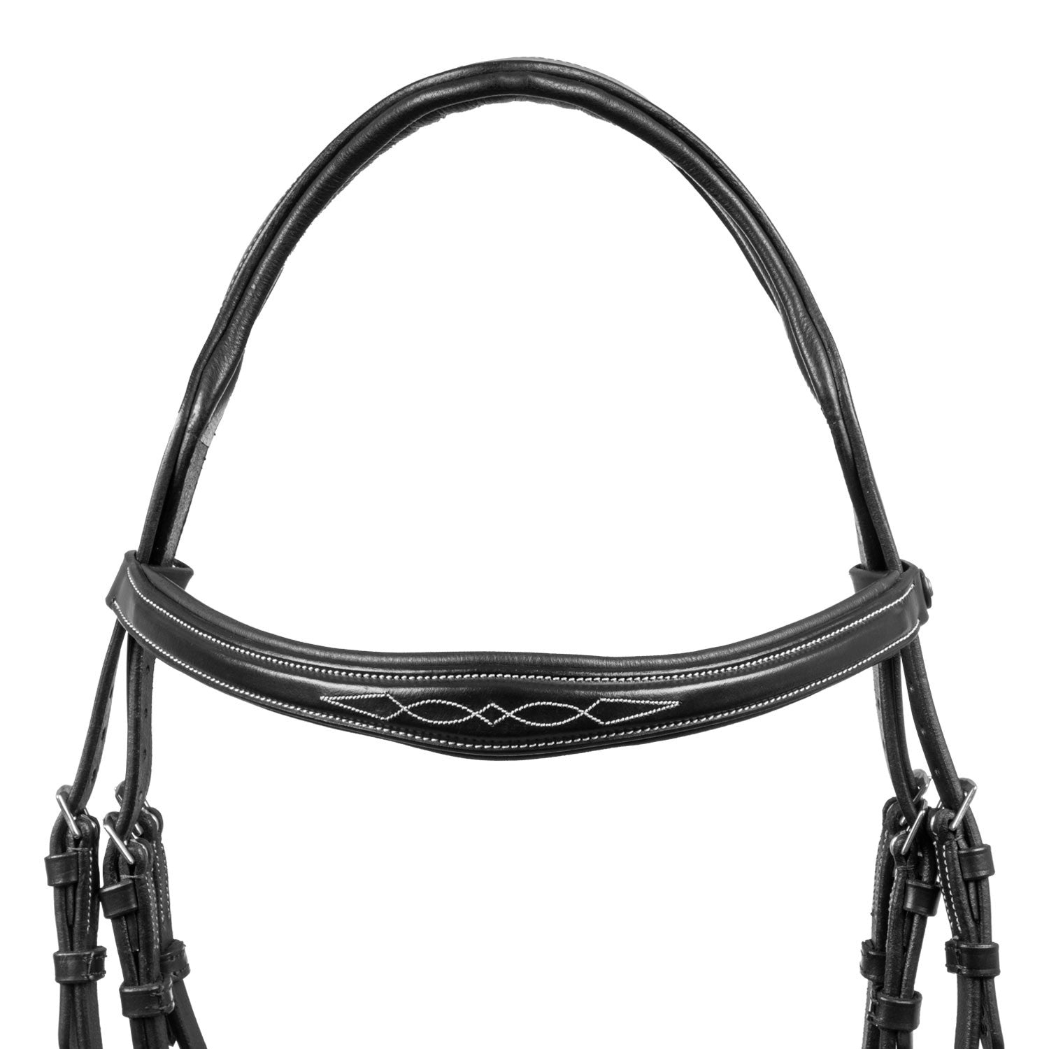 Cabecera de cuero suave cosido Equestro - Negro