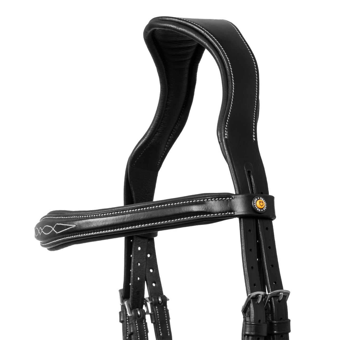 Cabecera de cuero suave cosido Equestro - Negro