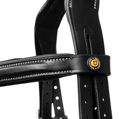 Cabecera de cuero suave cosido Equestro - Negro