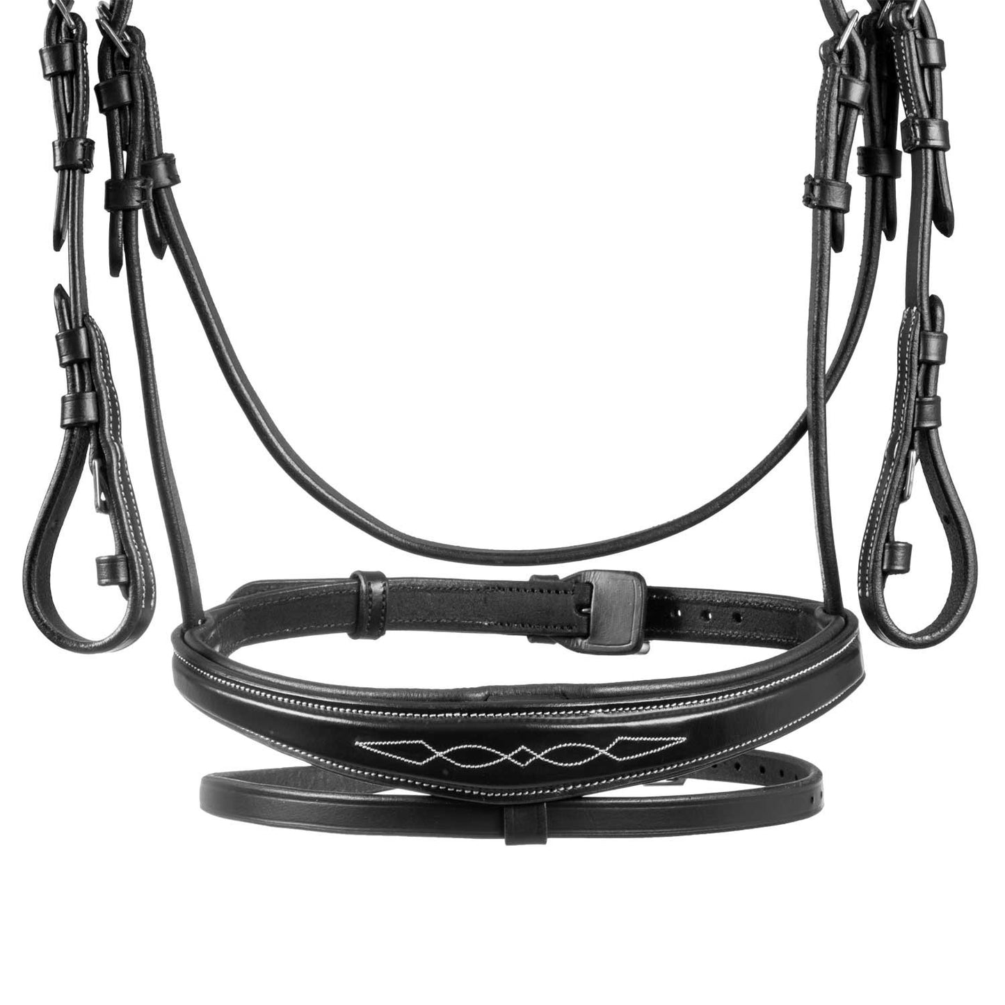 Cabecera de cuero suave cosido Equestro - Negro