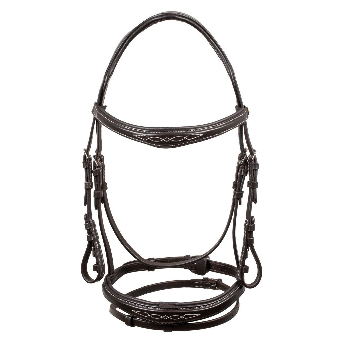 Cabecera de cuero suave cosido Equestro - Marrón oscuro