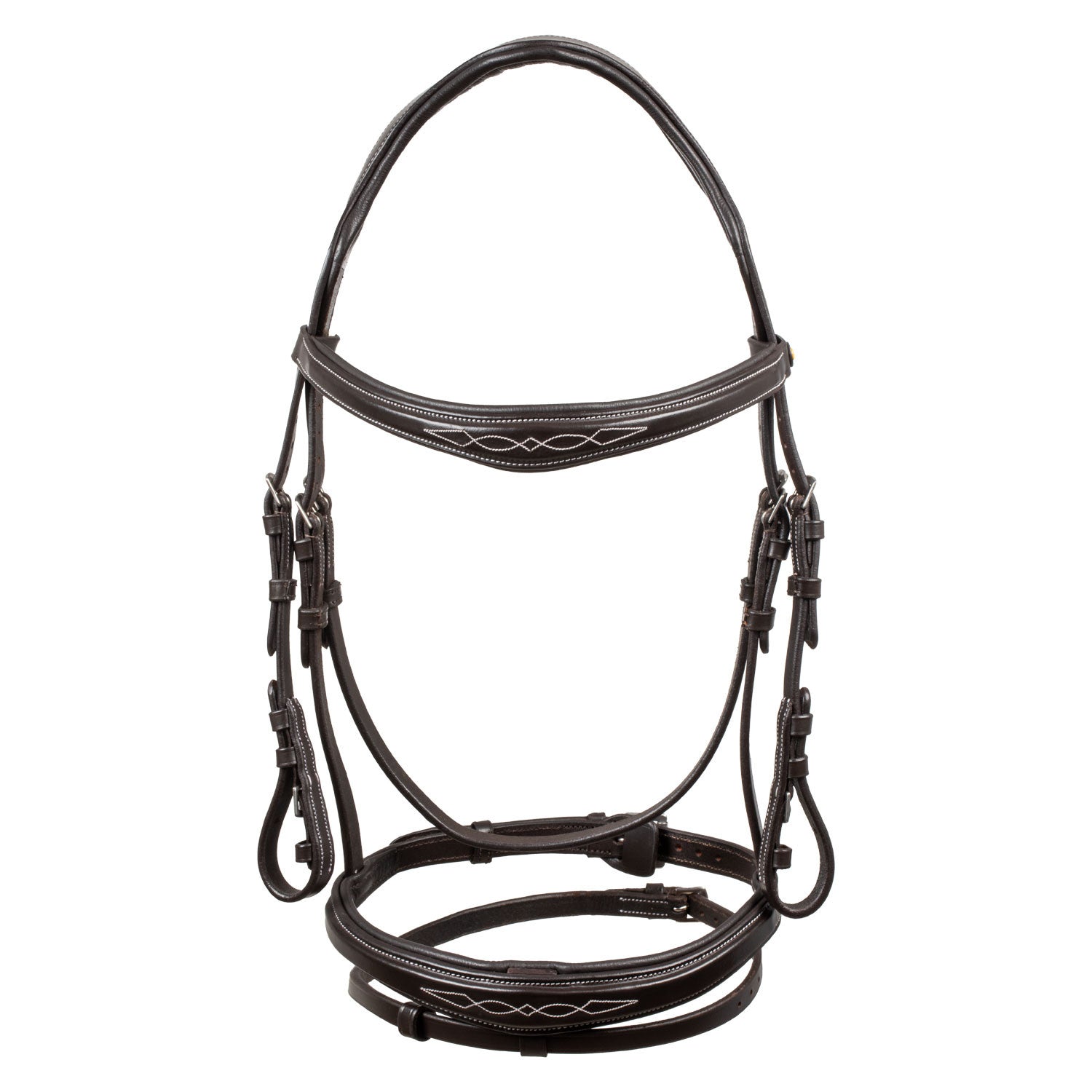 Cabecera de cuero suave cosido Equestro - Marrón oscuro