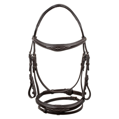 Cabecera de cuero suave cosido Equestro - Marrón oscuro