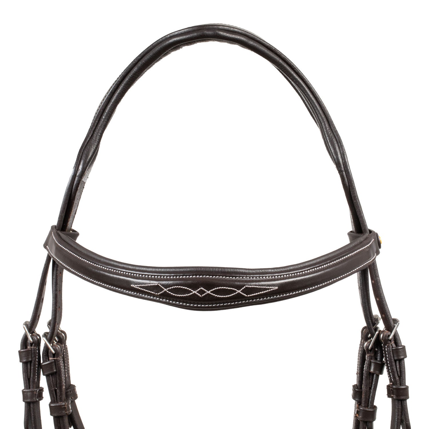 Cabecera de cuero suave cosido Equestro - Marrón oscuro