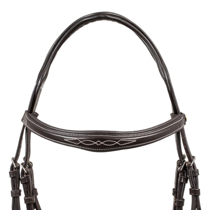 Cabecera de cuero suave cosido Equestro - Marrón oscuro