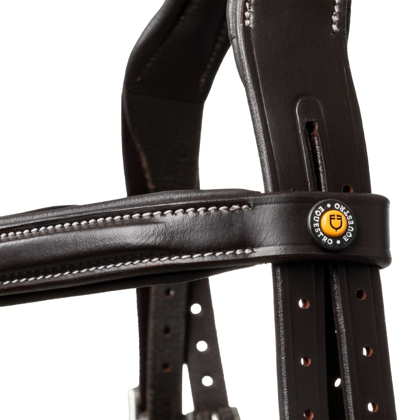 Cabecera de cuero suave cosido Equestro - Marrón oscuro