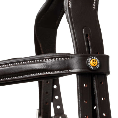 Cabecera de cuero suave cosido Equestro - Marrón oscuro
