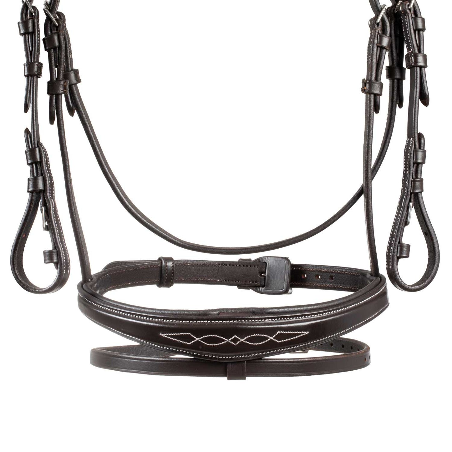 Cabecera de cuero suave cosido Equestro - Marrón oscuro