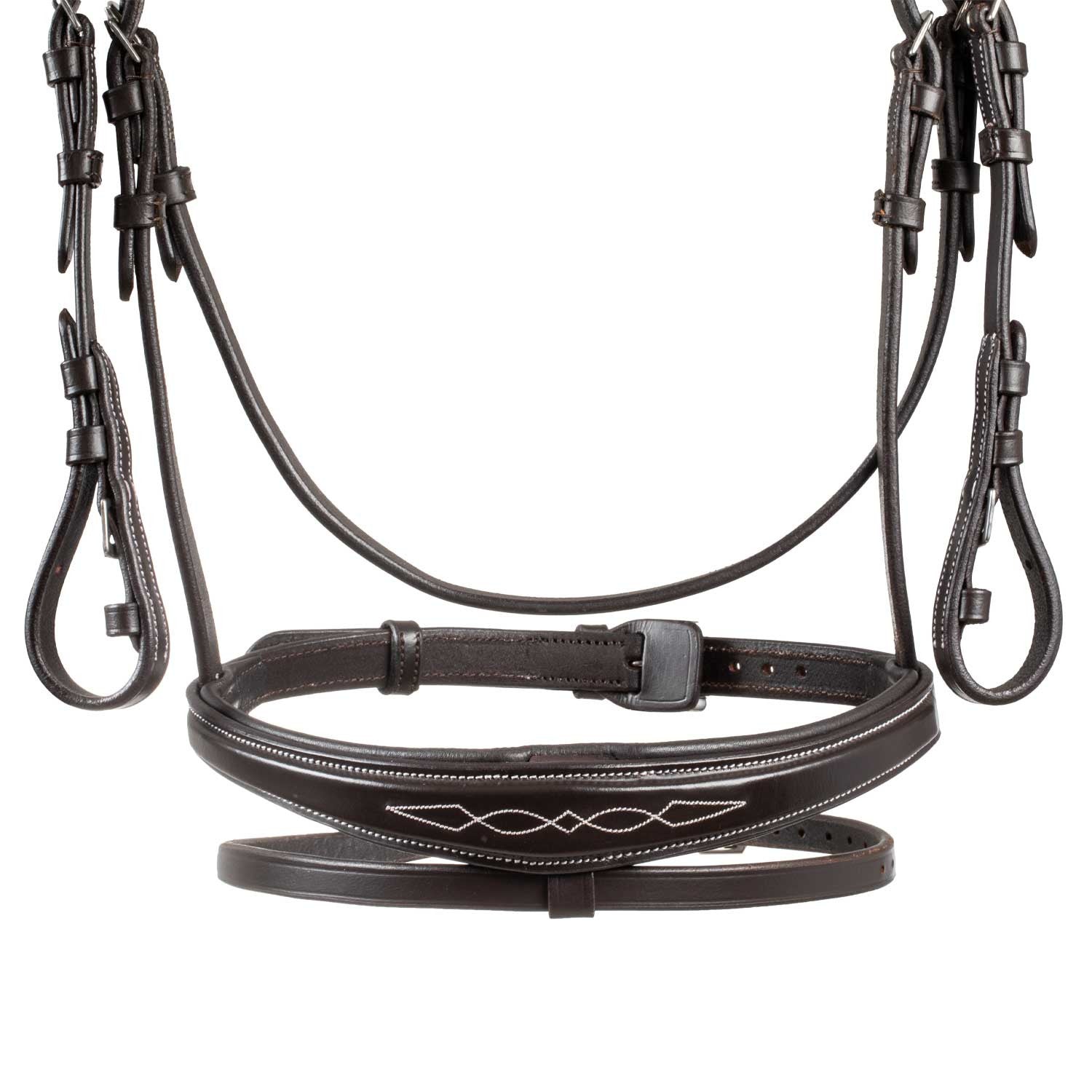 Cabecera de cuero suave cosido Equestro - Marrón oscuro