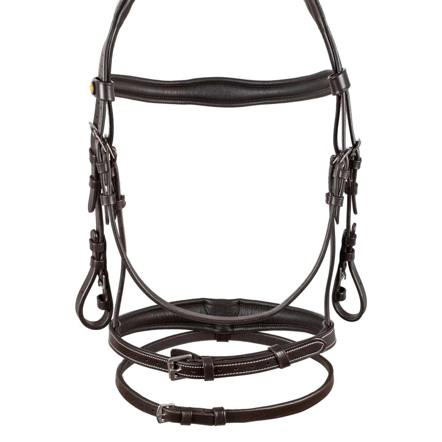 Cabecera de cuero suave cosido Equestro - Marrón oscuro