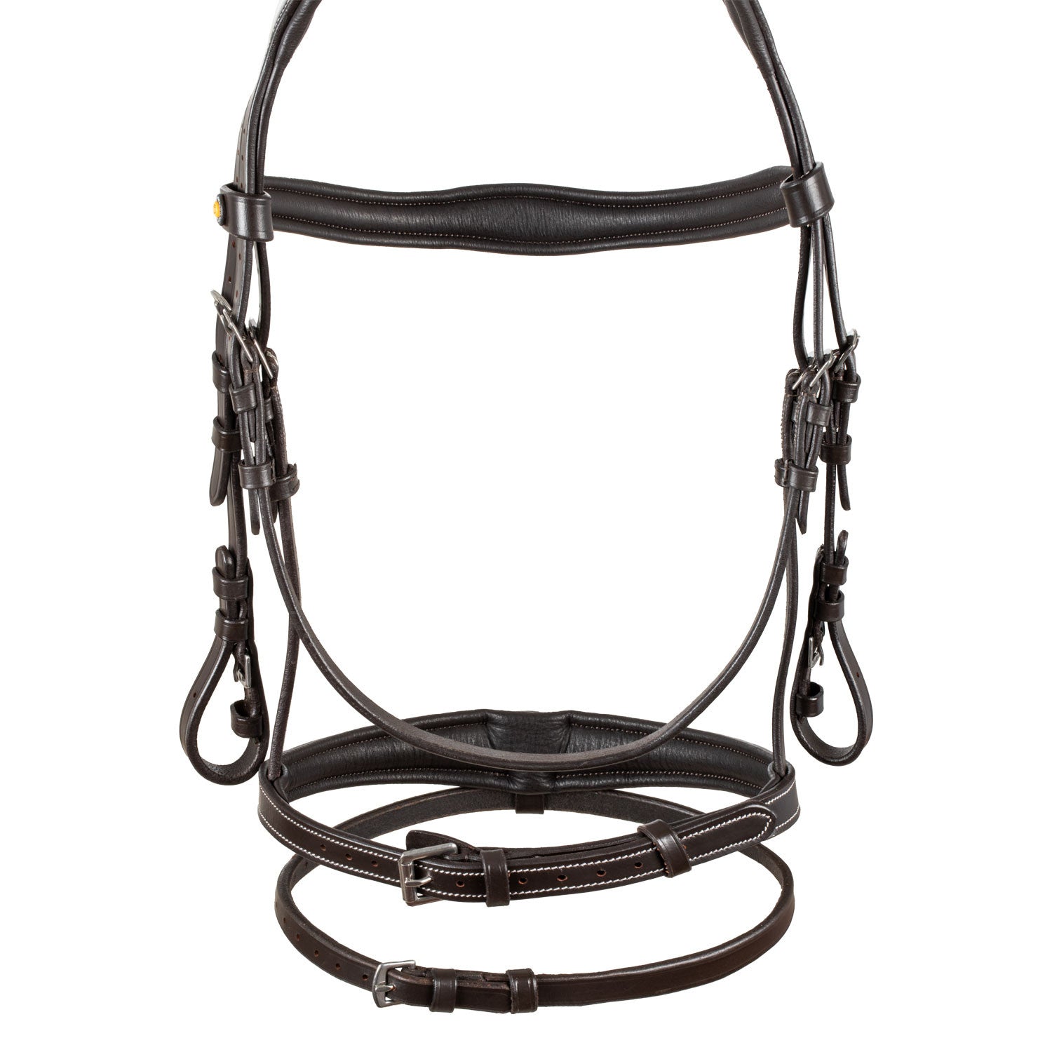 Cabecera de cuero suave cosido Equestro - Marrón oscuro