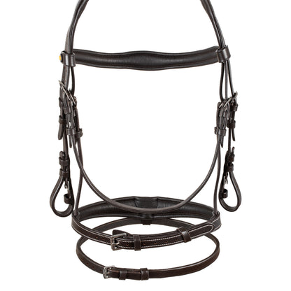 Cabecera de cuero suave cosido Equestro - Marrón oscuro
