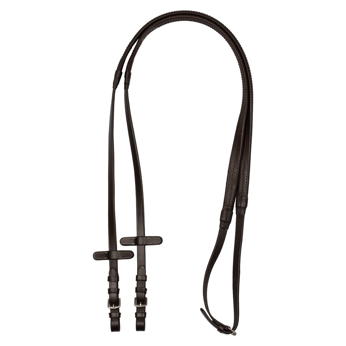 Riendas de cuero y goma Equestro - Marrón oscuro
