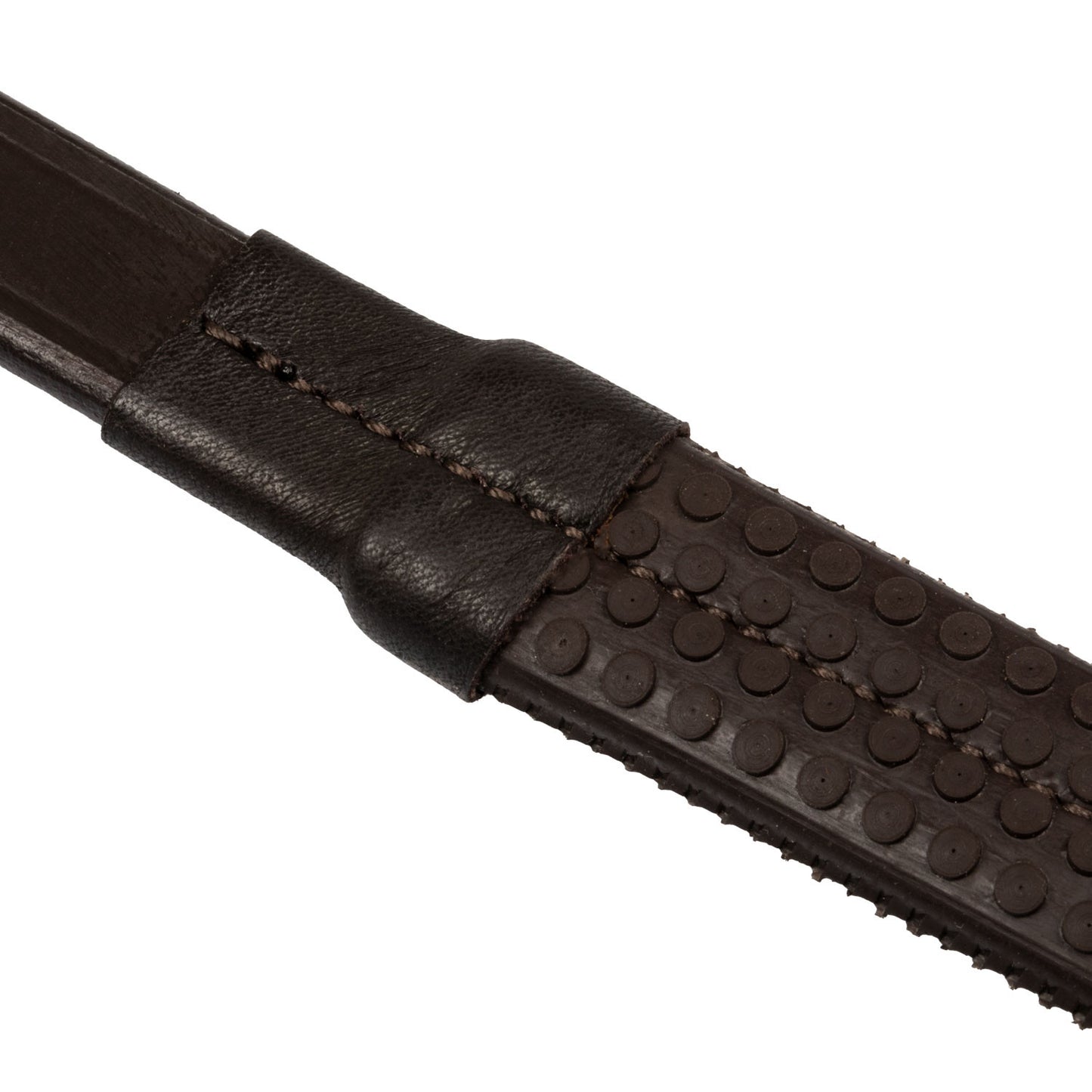 Riendas de cuero y goma Equestro - Marrón oscuro
