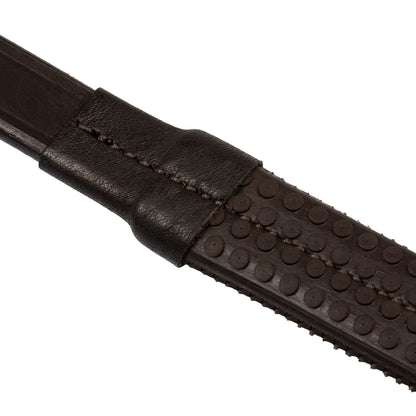 Riendas de cuero y goma Equestro - Marrón oscuro