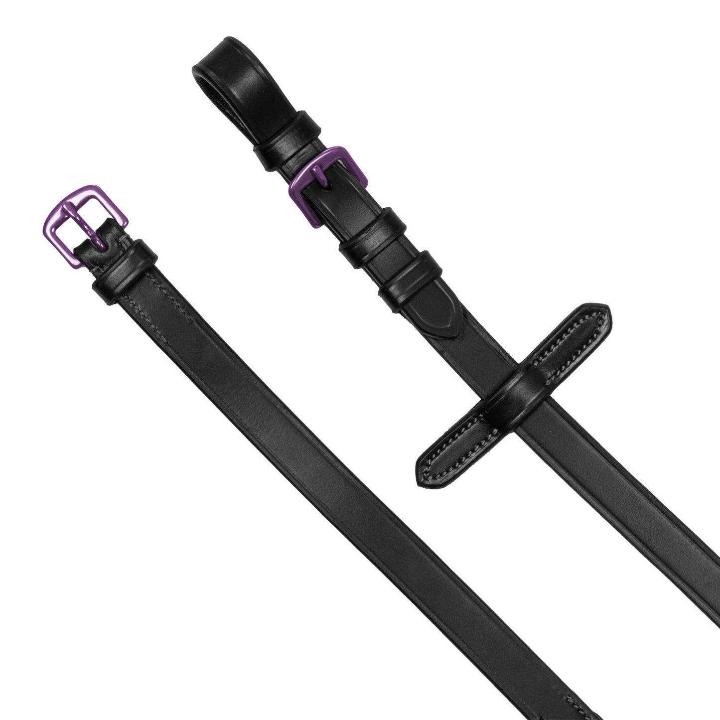 Riendas de cuero y goma Violet Fitting Equestro - Negro