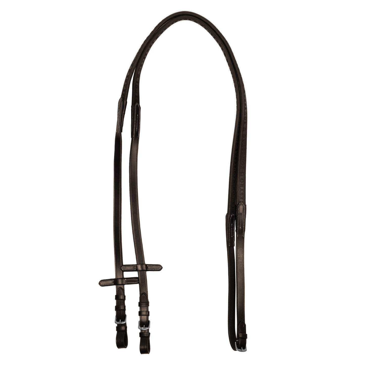 Riendas de goma con grip en relieve y acabados en plata Equestro - Marrón oscuro
