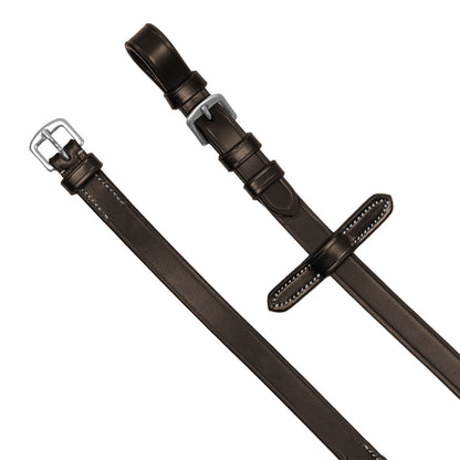 Riendas de goma con grip en relieve y acabados en plata Equestro - Marrón oscuro