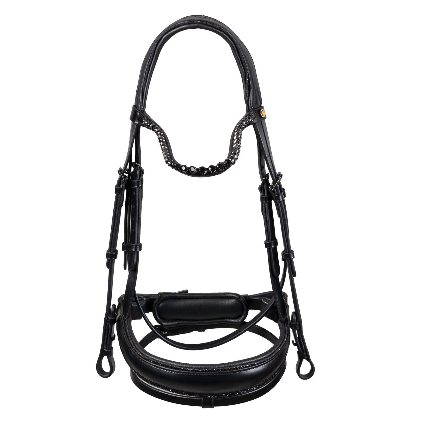 Cabezada de doma de cuero Diamond Equestro - Negro