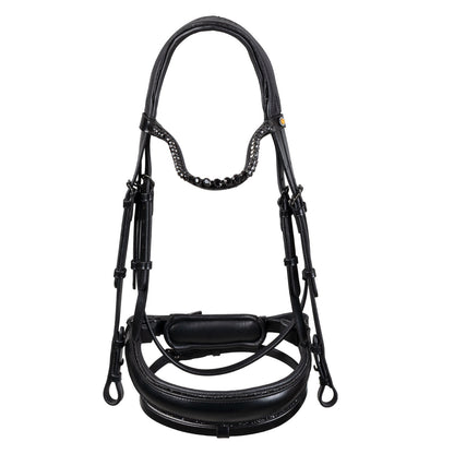 Cabezada de doma de cuero Diamond Equestro - Negro