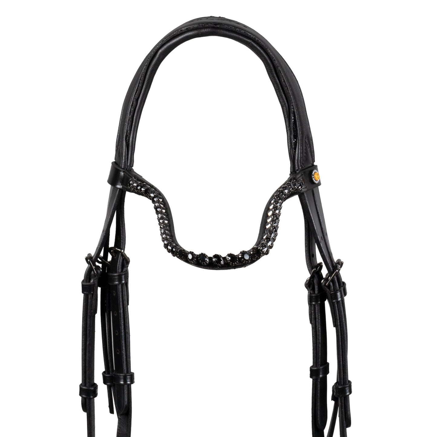 Cabezada de doma de cuero Diamond Equestro - Negro