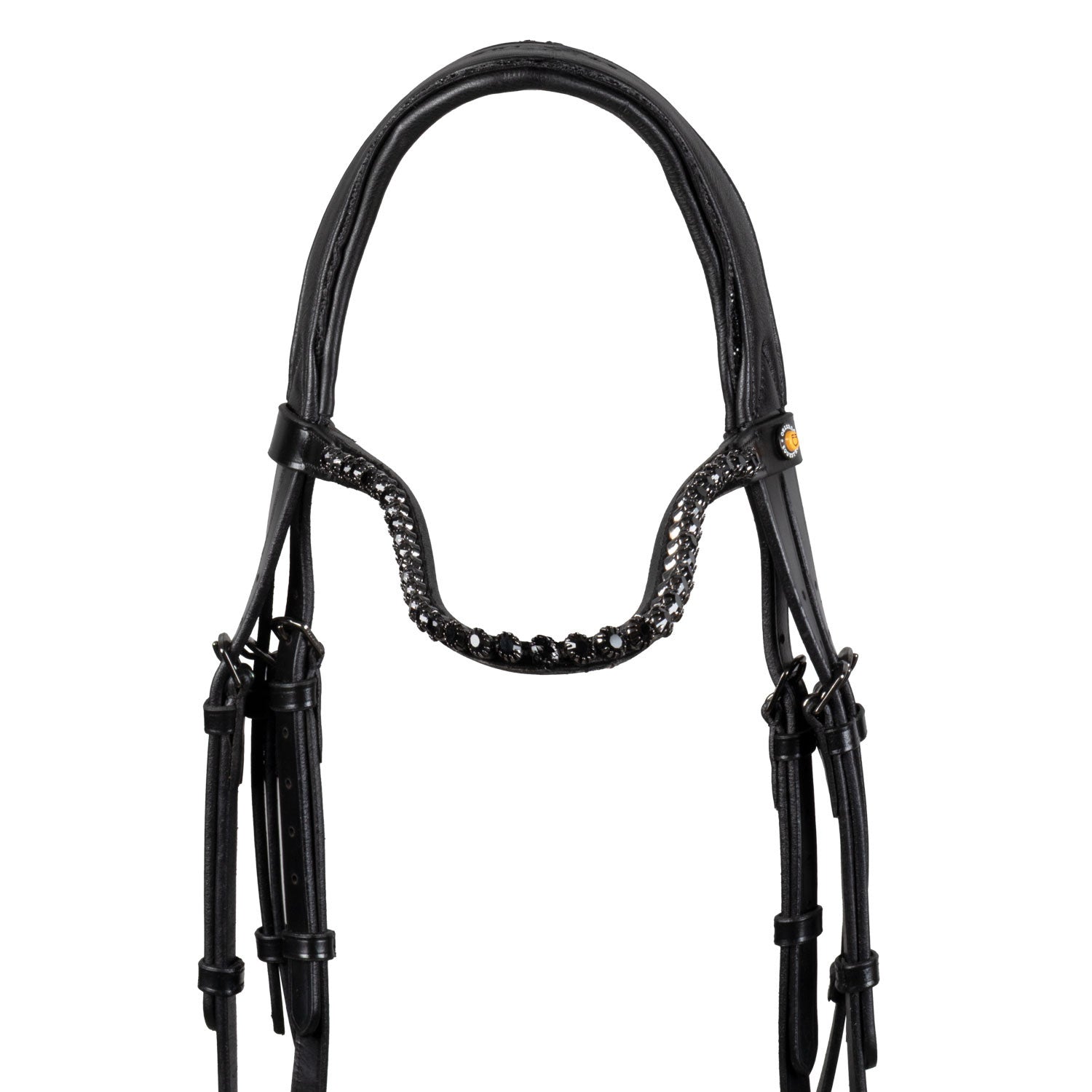 Cabezada de doma de cuero Diamond Equestro - Negro