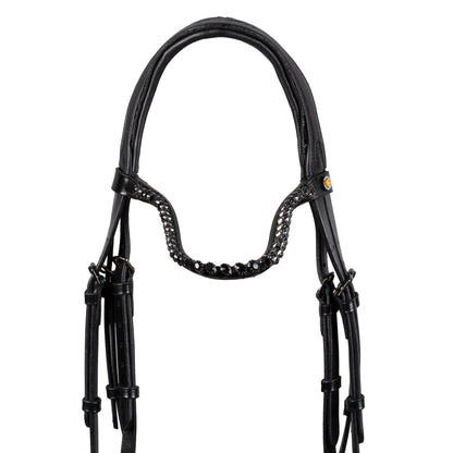 Cabezada de doma de cuero Diamond Equestro - Negro