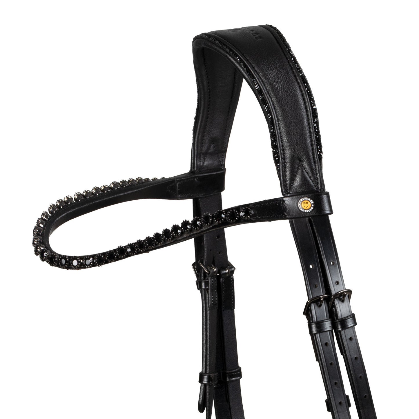 Cabezada de doma de cuero Diamond Equestro - Negro
