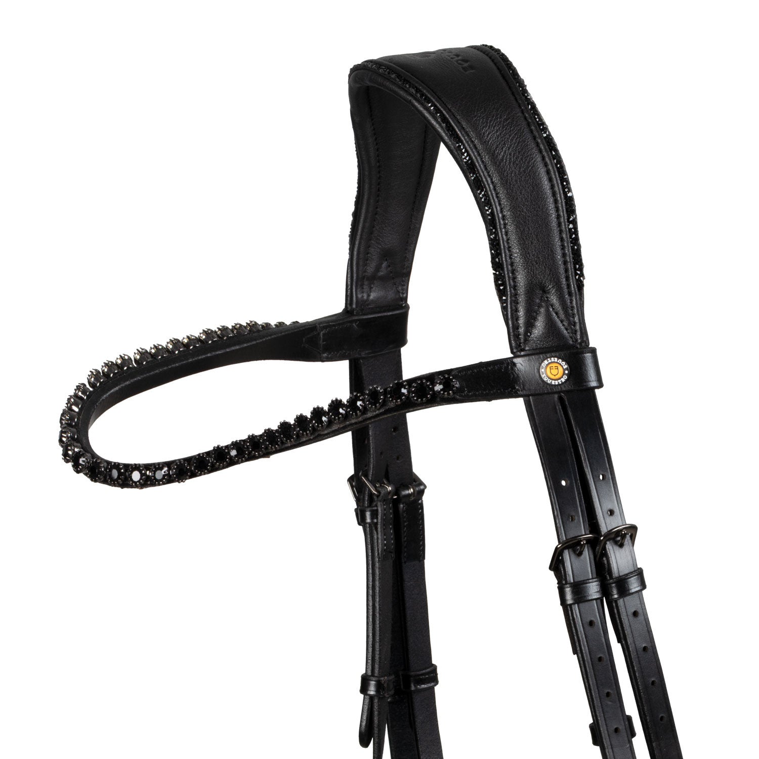 Cabezada de doma de cuero Diamond Equestro - Negro