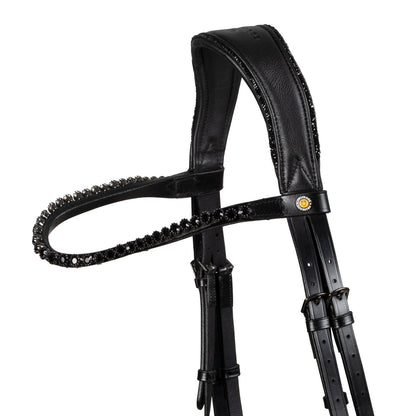 Cabezada de doma de cuero Diamond Equestro - Negro