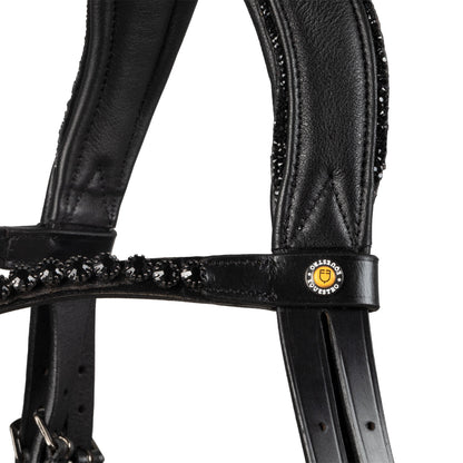 Cabezada de doma de cuero Diamond Equestro - Negro