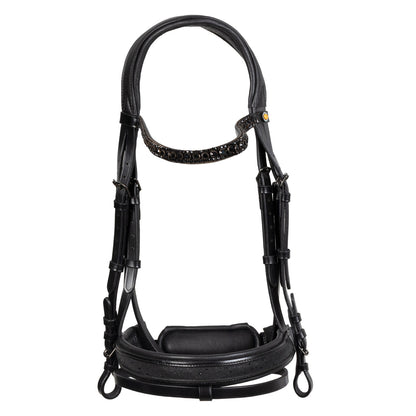 Brida de cuero elegante de doma Equestro - Negro