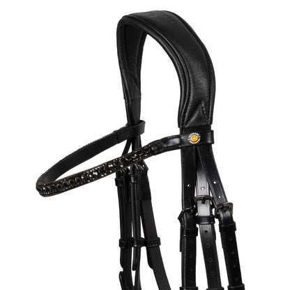 Brida de cuero elegante de doma Equestro - Negro