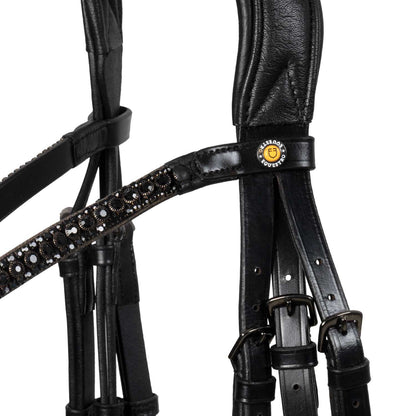 Brida de cuero elegante de doma Equestro - Negro