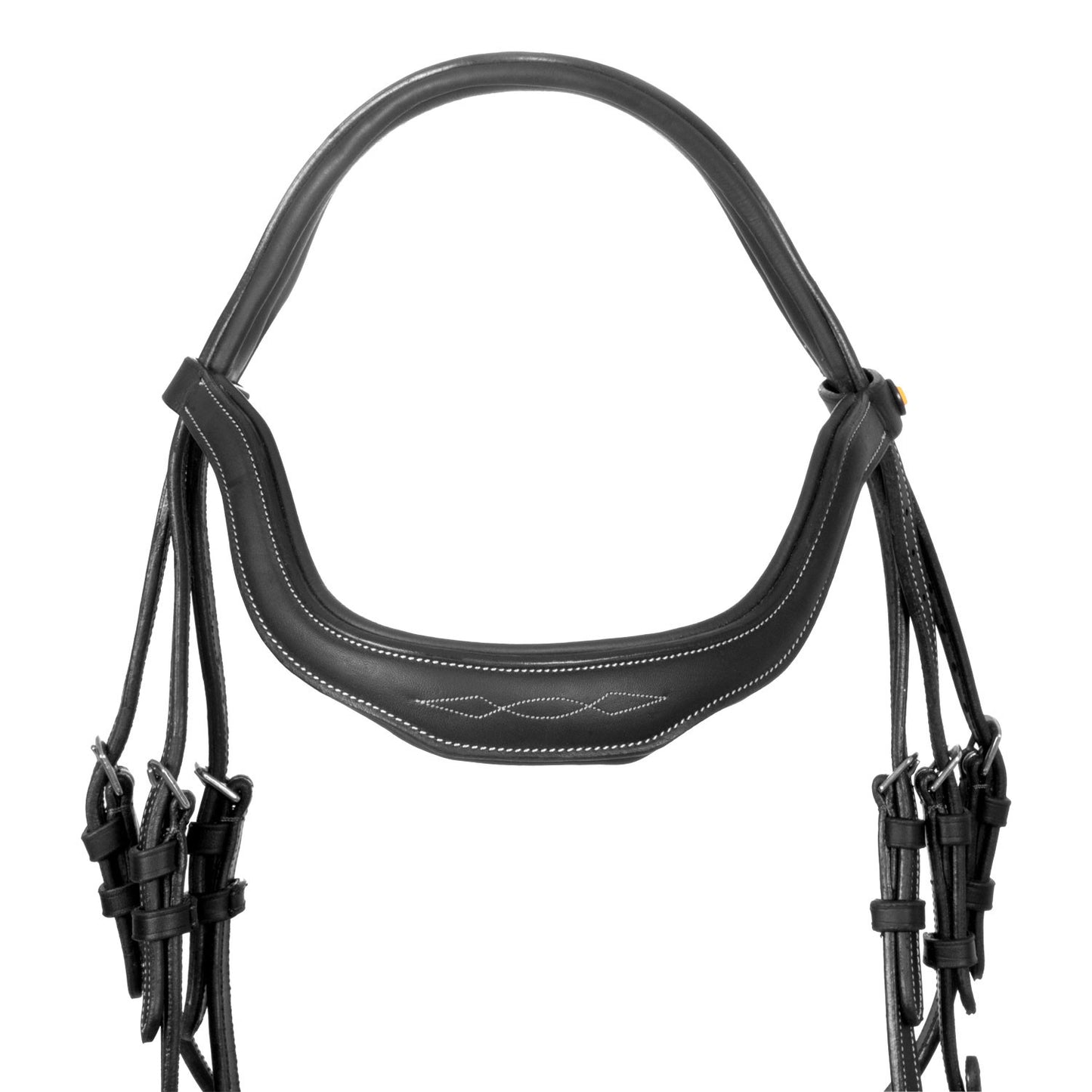 Cabezada inglesa de cuero suave con costuras decorativas Equestro - Negro