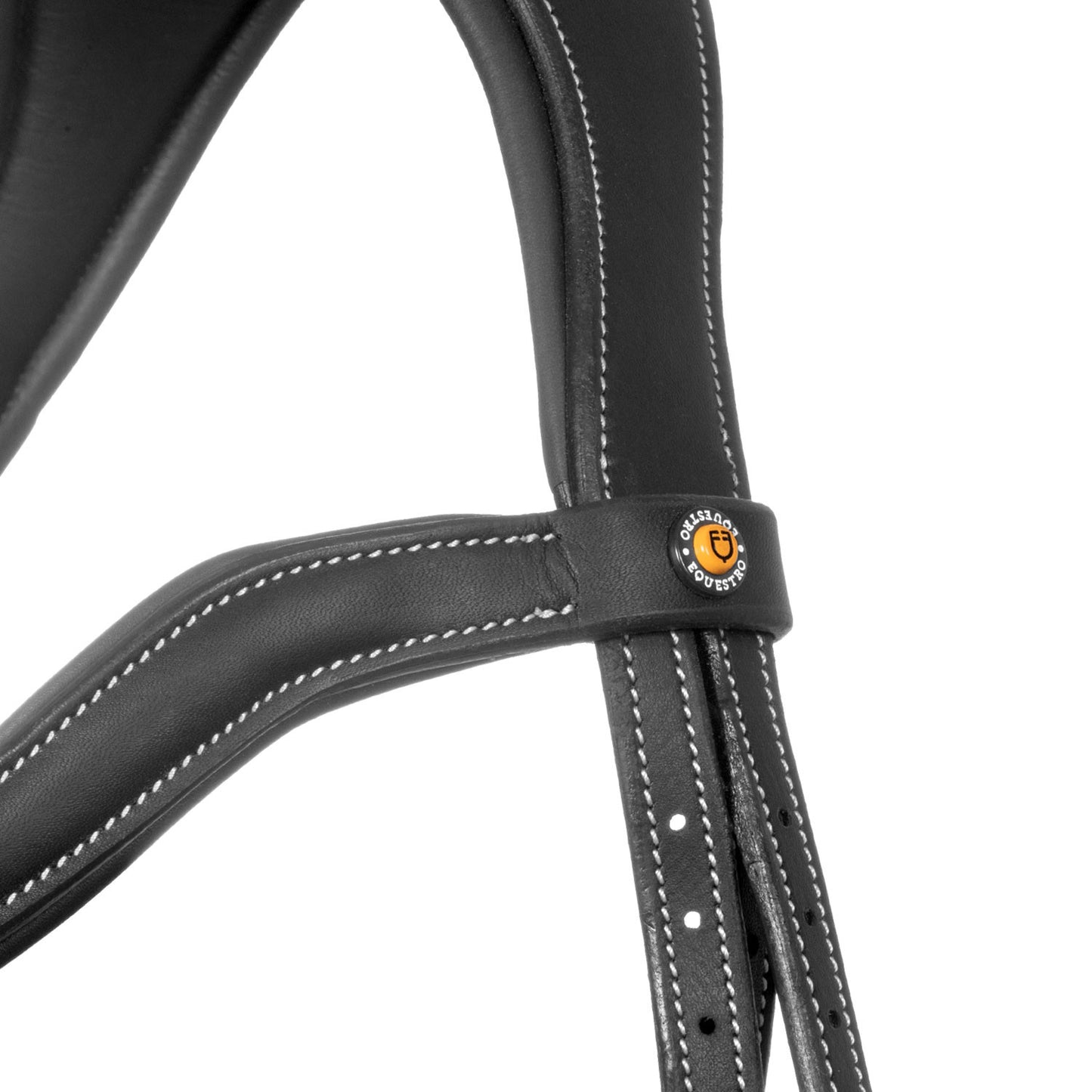 Cabezada inglesa de cuero suave con costuras decorativas Equestro - Negro