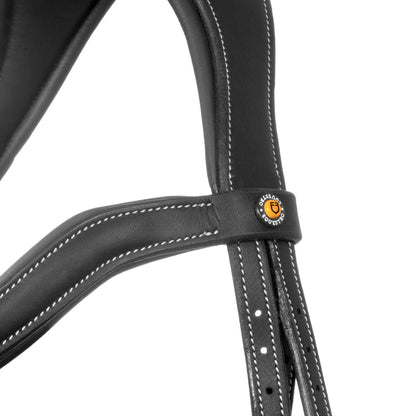 Cabezada inglesa de cuero suave con costuras decorativas Equestro - Negro