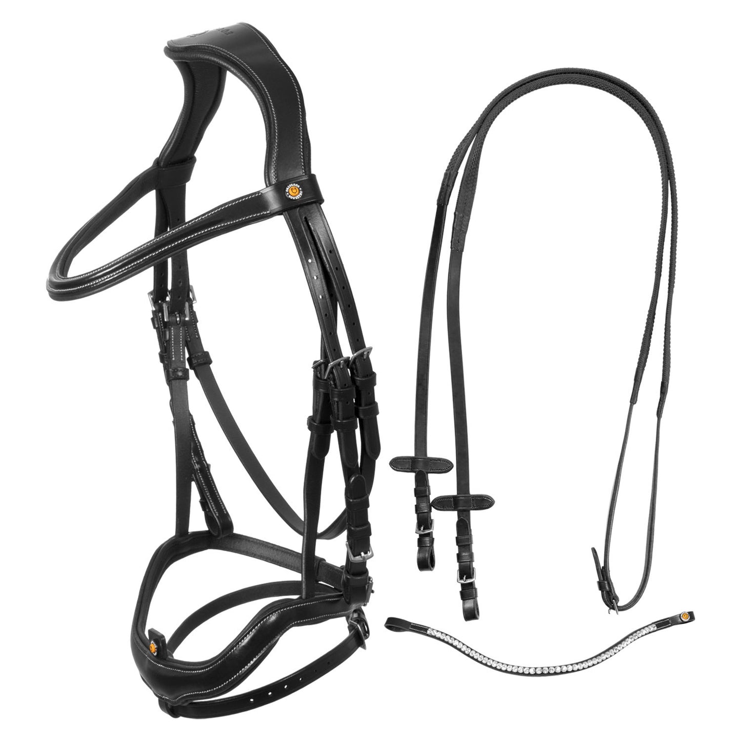 Cabezada inglesa con muserola de forma curva Equestro - Negro