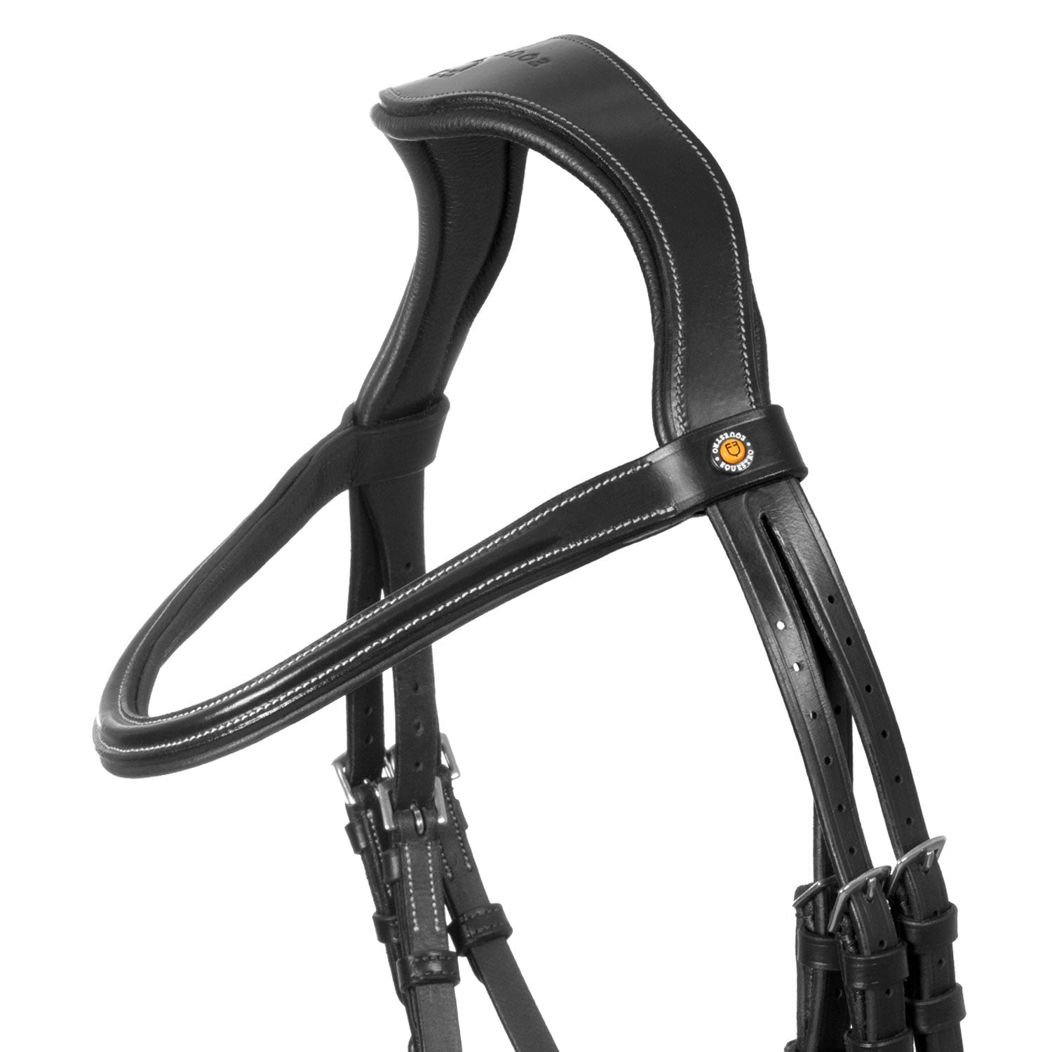 Cabezada inglesa con muserola de forma curva Equestro - Negro