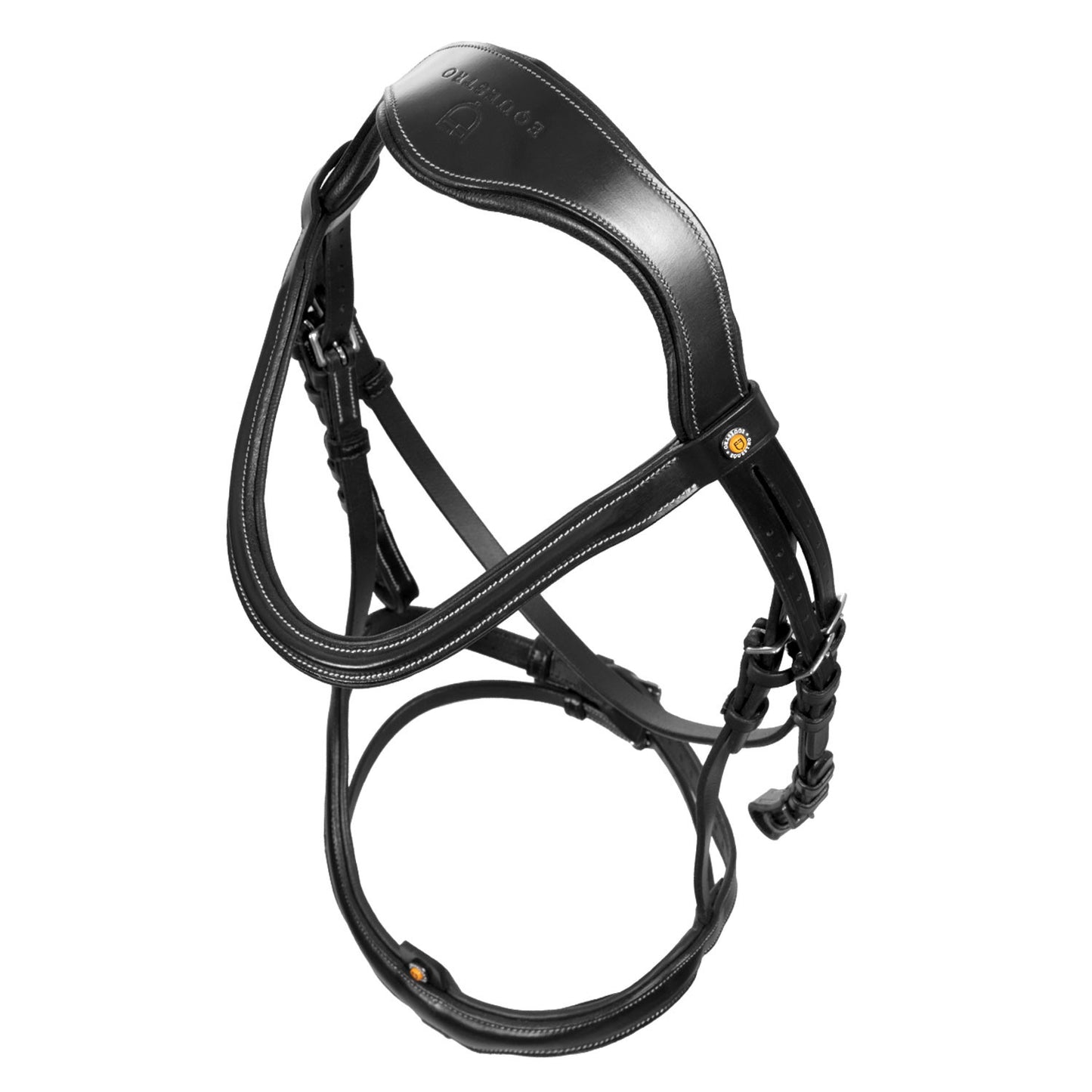 Cabezada inglesa con muserola de forma curva Equestro - Negro
