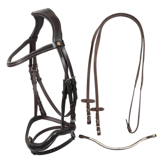 Cabezada inglesa con muserola de forma curva Equestro