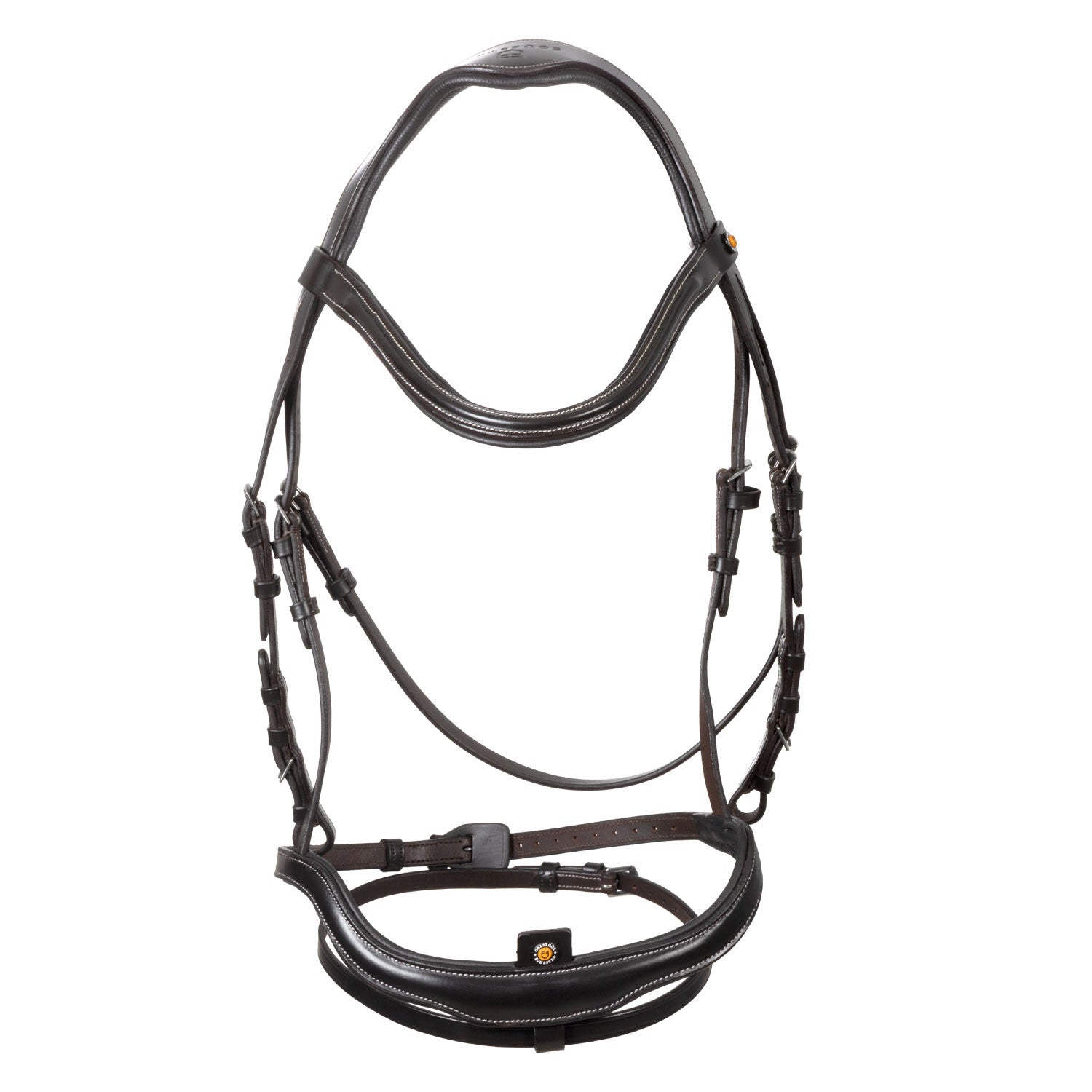 Cabezada inglesa con muserola de forma curva Equestro - Marrón oscuro