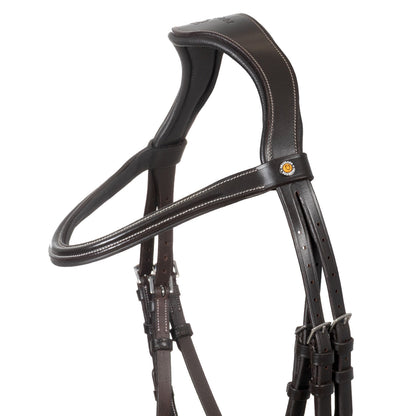Cabezada inglesa con muserola de forma curva Equestro - Marrón oscuro