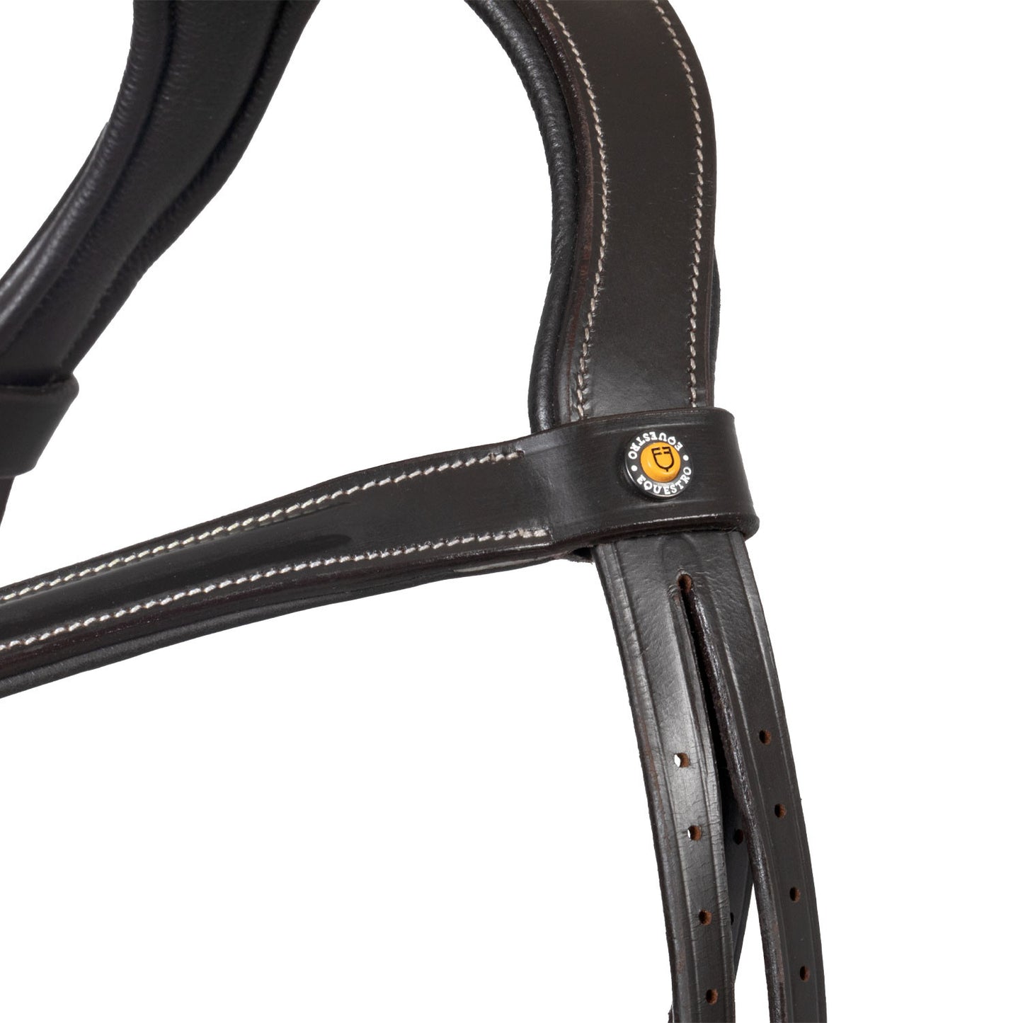 Cabezada inglesa con muserola de forma curva Equestro - Marrón oscuro