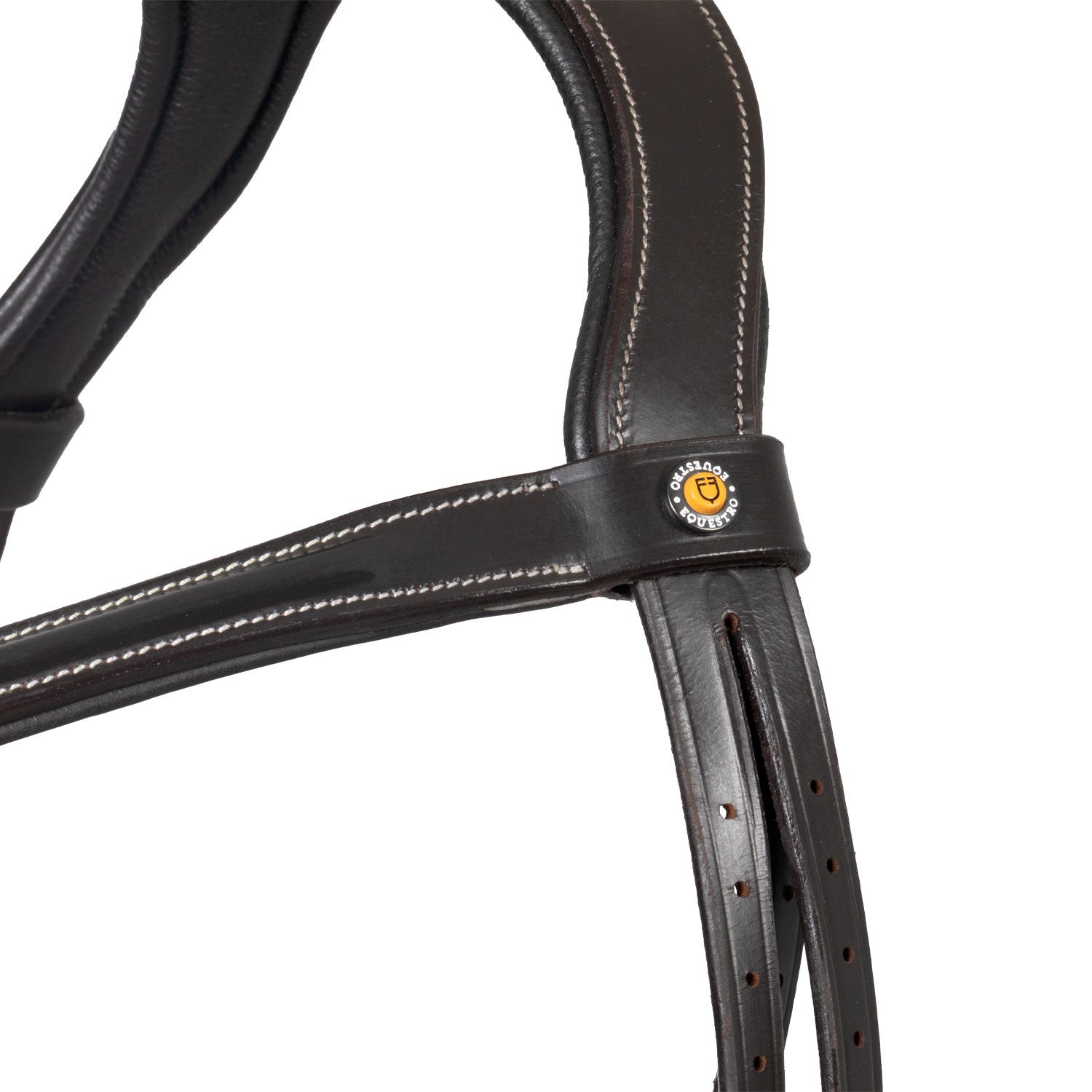 Cabezada inglesa con muserola de forma curva Equestro - Marrón oscuro