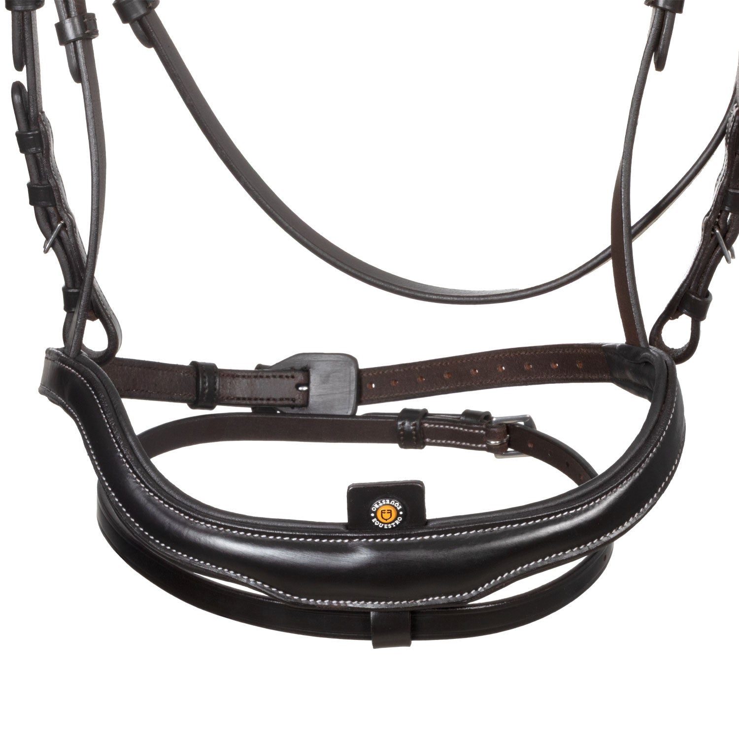 Cabezada inglesa con muserola de forma curva Equestro - Marrón oscuro