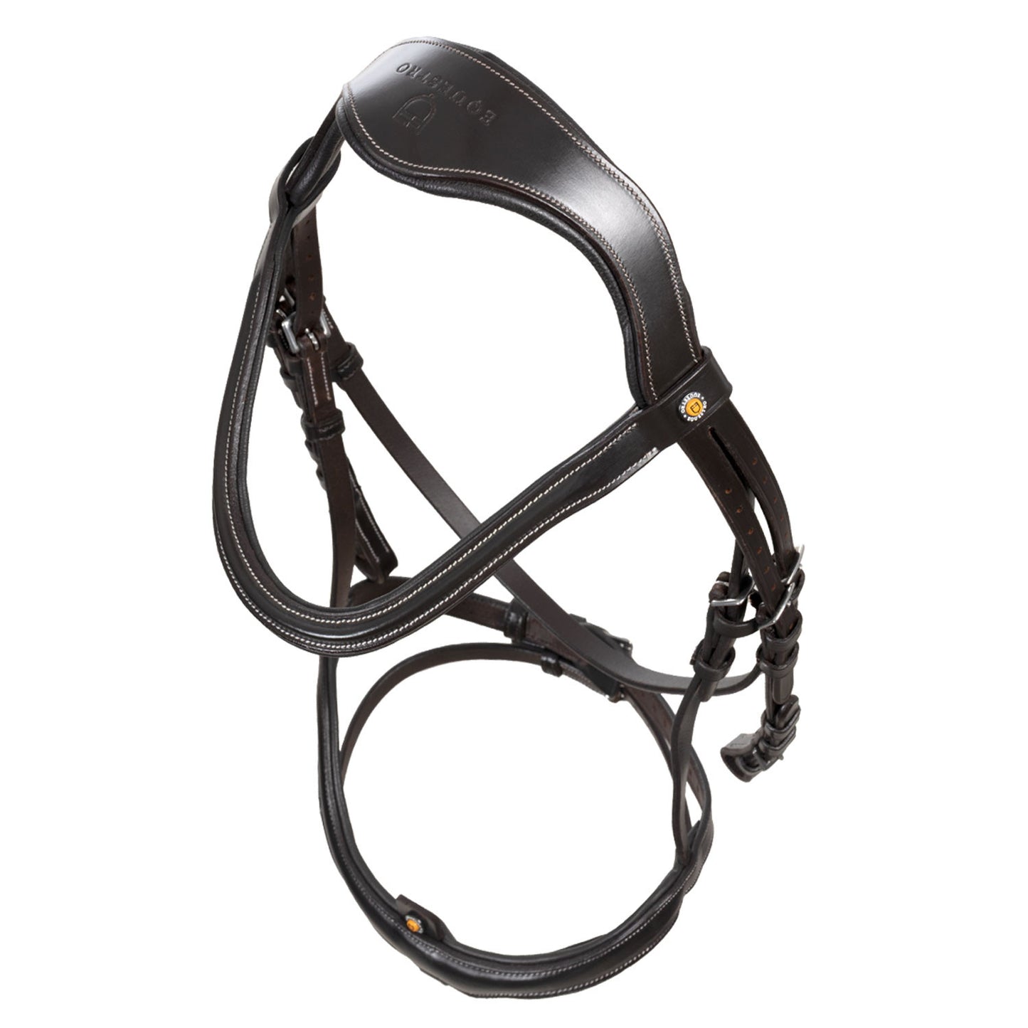 Cabezada inglesa con muserola de forma curva Equestro - Marrón oscuro