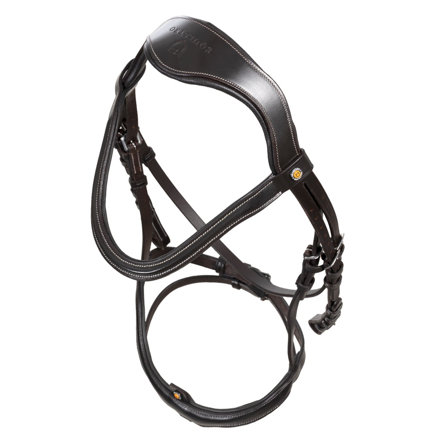 Cabezada inglesa con muserola de forma curva Equestro - Marrón oscuro
